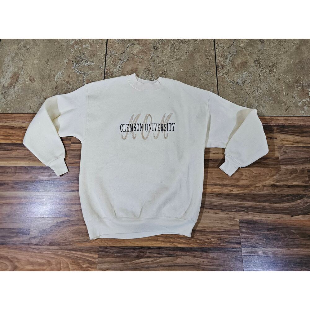 Clemson University Mom Sweatshirt Ivory Color Sz M 1990s
